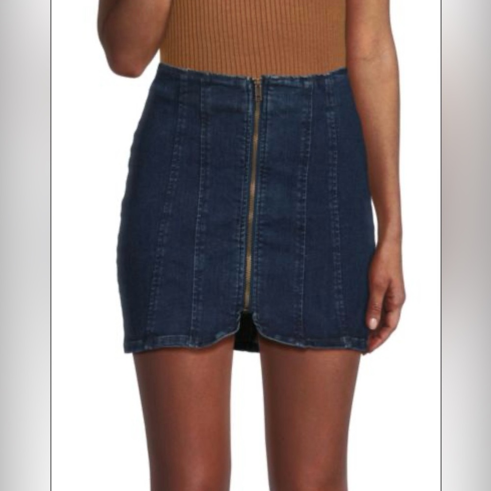 Free People Women's Layla Denim Zip-Front Mini Skirt